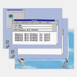Happy Geburtstag Custom Windows 95 Computer Theme Geschenkpapier Set