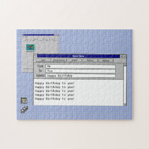 Happy Geburtstag Custom Windows 95 Computer Theme Puzzle