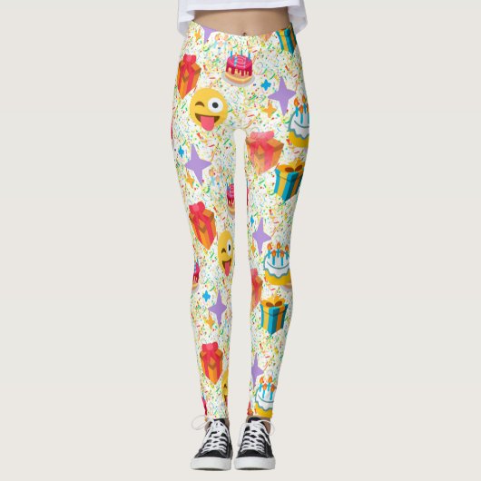 Happy Geburtstag Emoji Leggings (Vorderseite)
