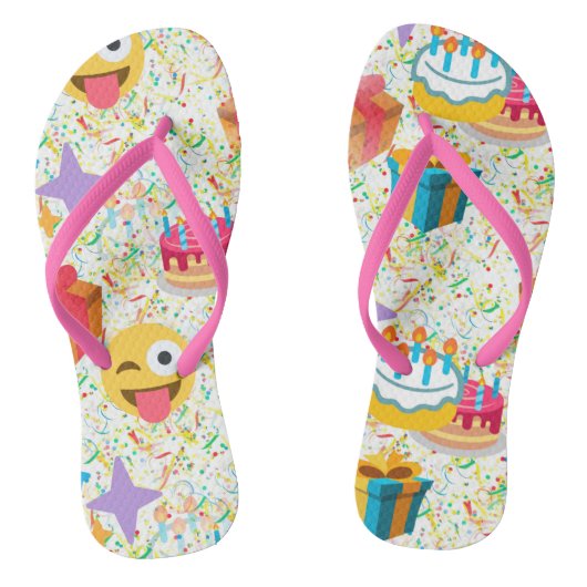 Happy Geburtstag Emoji Sandals Flip Flops Schuhe Badesandalen (Fußbett)