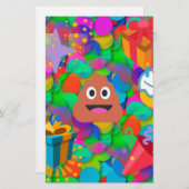 Happy Geburtstag gekackt Emoji Briefpapier (Vorne/Hinten)