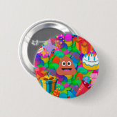 Happy Geburtstag gekackt Emoji Button (Vorne & Hinten)