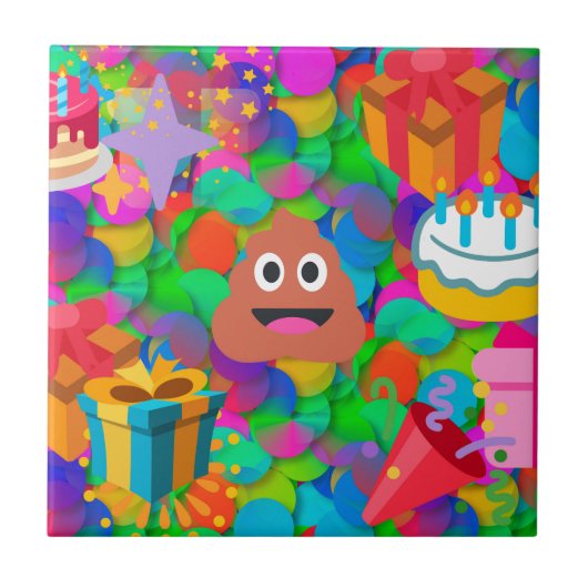 Happy Geburtstag gekackt Emoji Fliese (Vorderseite)