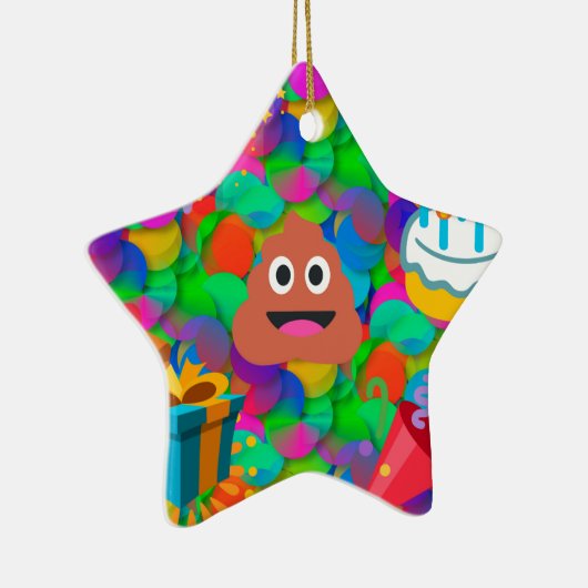 Happy Geburtstag gekackt Emoji Keramikornament (Rechts)