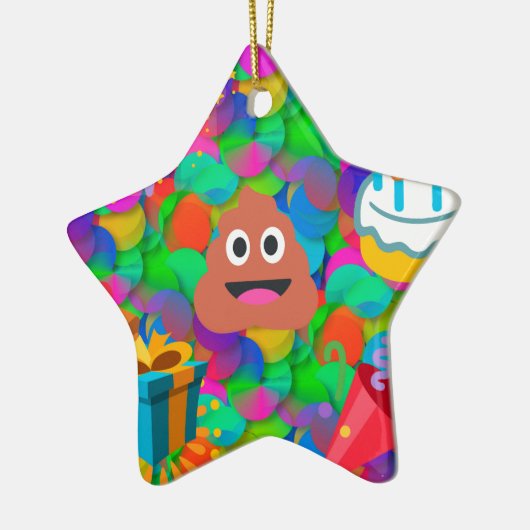 Happy Geburtstag gekackt Emoji Keramikornament (Links)