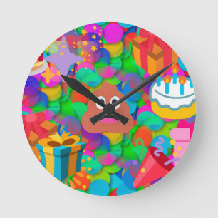 Happy Geburtstag gekackt Emoji Runde Wanduhr
