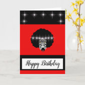 Happy Geburtstag glänzend zebraschwarzes Haar Karte (Gelbe Blume)