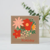 HAPPY Geburtstag Grußkarte Original Blume Beige Einladung (Stehend Vorderseite)