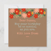 HAPPY Geburtstag Grußkarte Original Blume Beige Einladung (Rückseite)