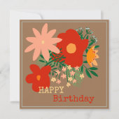 HAPPY Geburtstag Grußkarte Original Blume Beige Einladung (Vorderseite)