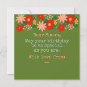 HAPPY Geburtstag Grußkarte Original Blume grün Einladung (Rückseite)