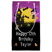 Happy Geburtstag Halloween Hexe Lila Kleine Geschenktüte (Vorderseite)