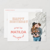 Happy Geburtstag immer spät Foto Postkarte (Vorne/Hinten)