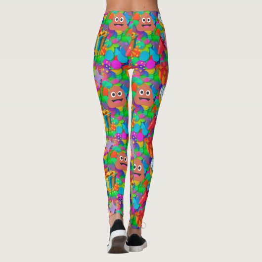 Happy Geburtstag kackte Emoji Leggings (Rückseite)