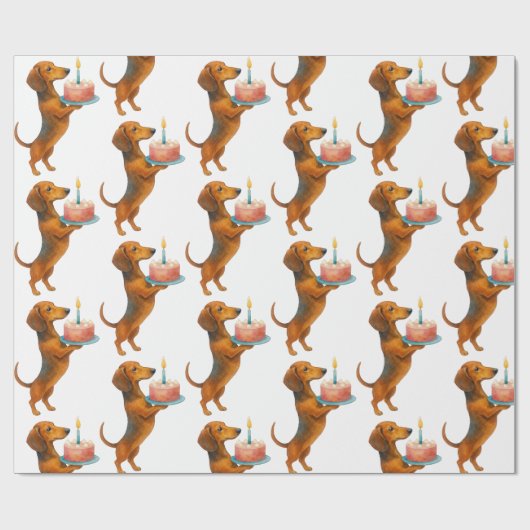 Happy Geburtstag Kuchen Dackel Welpe Dackel Hund Geschenkpapier (Flach)
