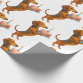 Happy Geburtstag Kuchen Dackel Welpe Dackel Hund Geschenkpapier (Ecke)