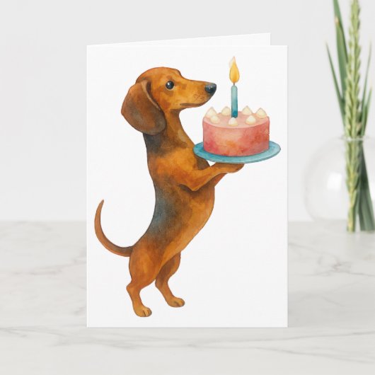 Happy Geburtstag Kuchen Dackel Welpe Dackel Hund Karte (Vorderseite)