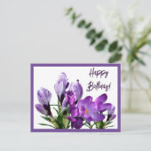 Happy Geburtstag lila Crocuses Blume boho niedlich Postkarte (Stehend Vorderseite)