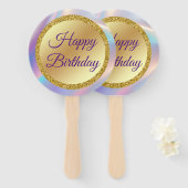 Happy Geburtstag, lila holografische Stilrichtung Fächer (Vorne und Hinten)