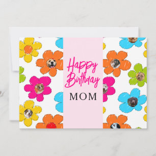 Happy Geburtstag Mama Niedliche Blume Dog FotoColl Feiertagskarte