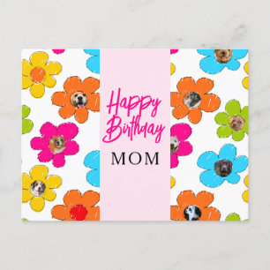 Happy Geburtstag Mama Niedliche Blume Dog FotoColl Postkarte
