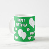 Happy Geburtstag mit Balloons grünem Hintergrund Kaffeetasse (Vorderseite Links)
