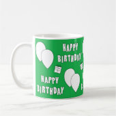 Happy Geburtstag mit Balloons grünem Hintergrund Kaffeetasse (Links)