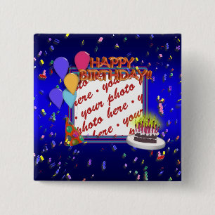 Happy Geburtstag mit Confetti Foto Frame Button