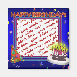 Happy Geburtstag mit Confetti Foto Frame Magnet