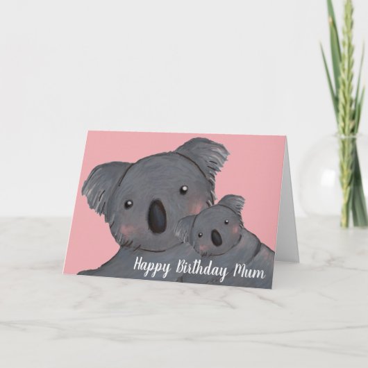 Happy Geburtstag niedlich koala Mutter & Baby Karte (Vorderseite)