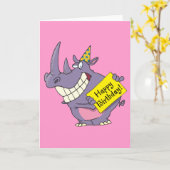 Happy Geburtstag Party Rhino Cartoon Karte (Gelbe Blume)