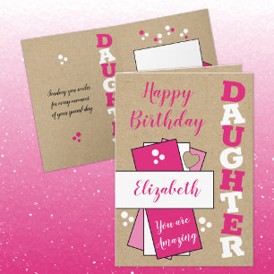 Happy Geburtstag phantastisch Daughter rosa rustik Karte