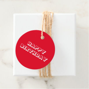 Happy Geburtstag rot-weiß modern kühl Geschenkanhänger