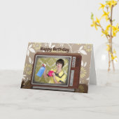 Happy Geburtstag Vintag Retro Hausfrau Fernsehen Karte (Gelbe Blume)