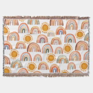 Happy Gelb Sonnenschein und boho Regenbogenfarbe  Decke