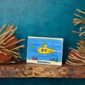 Happy Gelb U-Boot-Cartoon Fotoplatte (Seite)