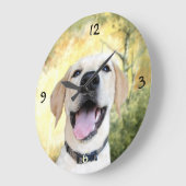 Happy Gelbe Labrador Große Wanduhr (Winkel)
