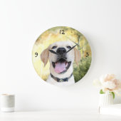 Happy Gelbe Labrador Große Wanduhr (Zuhause)