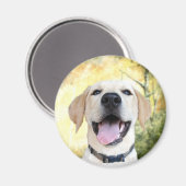 Happy Gelbe Labrador Magnet (Vorderseite/Rückseite)