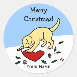 Happy Gelbe Labrador Weihnachts Cartoon Stickers