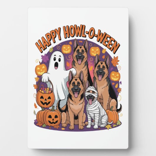 Happy German Shepherd Halloween Fotoplatte (Vorderseite)