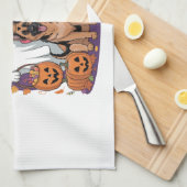 Happy German Shepherd Halloween Geschirrtuch (Viertel Falte)