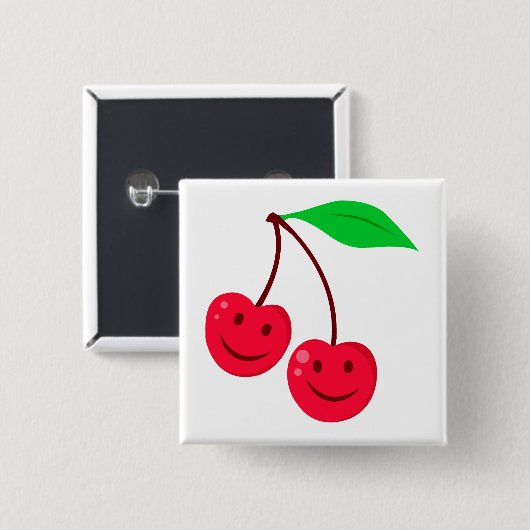 Happy-Gesichtskirschen Button (Vorne & Hinten)
