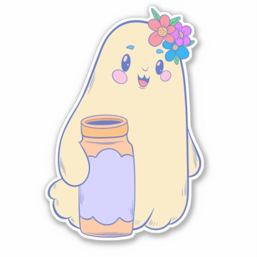 Happy Ghost Aufkleber (Vorderseite)