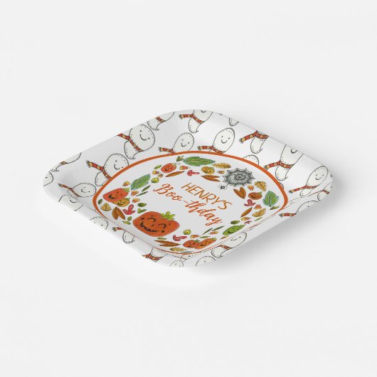 Happy Ghost Birthday Party Pappteller (Gewinkelt)