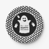 Happy Ghost, Black Halloween-Party Pappteller (Vorderseite)