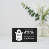 Happy Ghost, Black Halloween-Party Ticket Einladun Begleitkarte (Stehend Vorderseite)