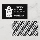 Happy Ghost, Black Halloween-Party Ticket Einladun Begleitkarte (Vorne/Hinten)