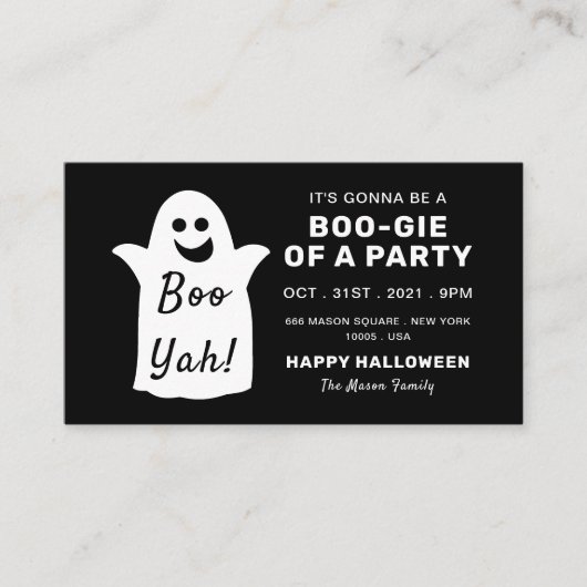 Happy Ghost, Black Halloween-Party Ticket Einladun Begleitkarte (Vorderseite)