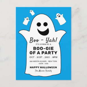 Happy Ghost, Blue Halloween-Party Einladung